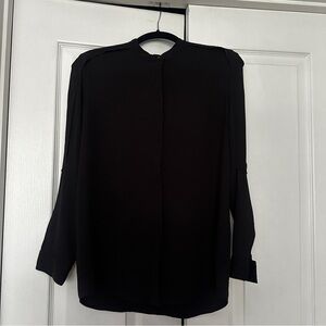 AllSaints Satin Button-Down Blouse with Arm Cutouts